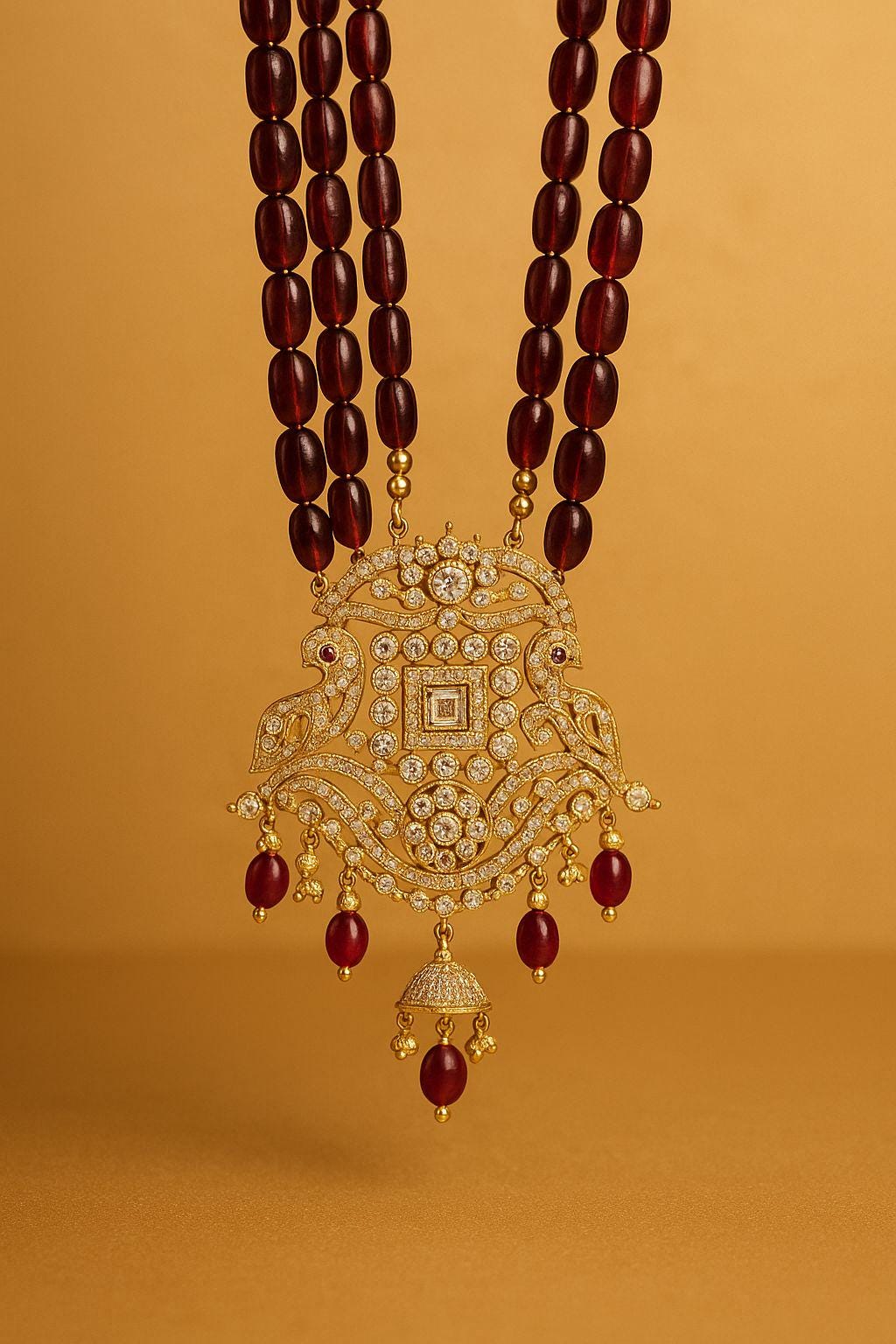 Traditional Beaded Mala Necklace with Pendant, Ethnic Jewelry - Image 4