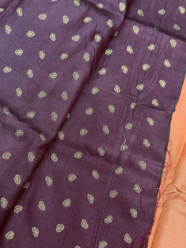 Kanchipuram Soft Silk Saree Orange with Maroon Retta Petta Border | Rich Zari Pallu Saree | Traditional South | Festive Silk Saree - Image 5