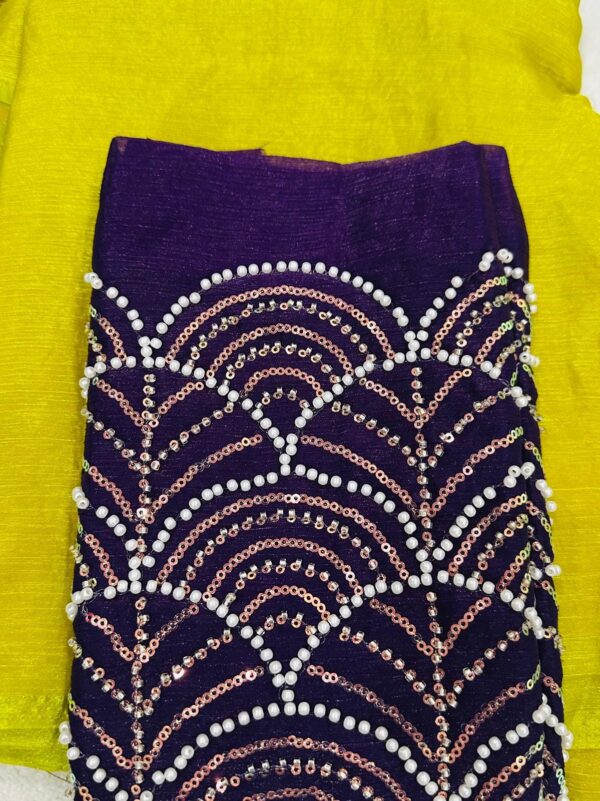 Space Silk Saree with Bead Work Blouse | Indian Wedding Attire - Image 5