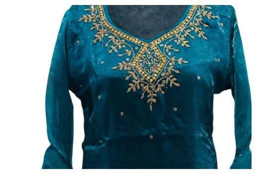 Teal Blue Embroidered Kurti | Indian Ethnic Tunic - Image 2