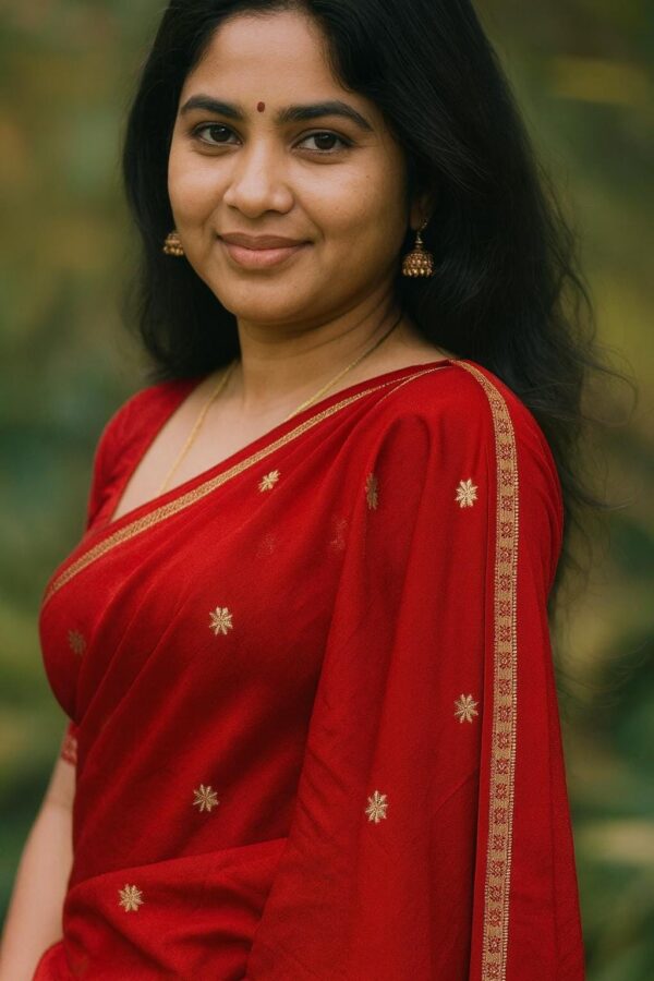 Chiffon Saree with Gold Zari Floral Motifs | Party Wear | unstitched Blouse - Image 6