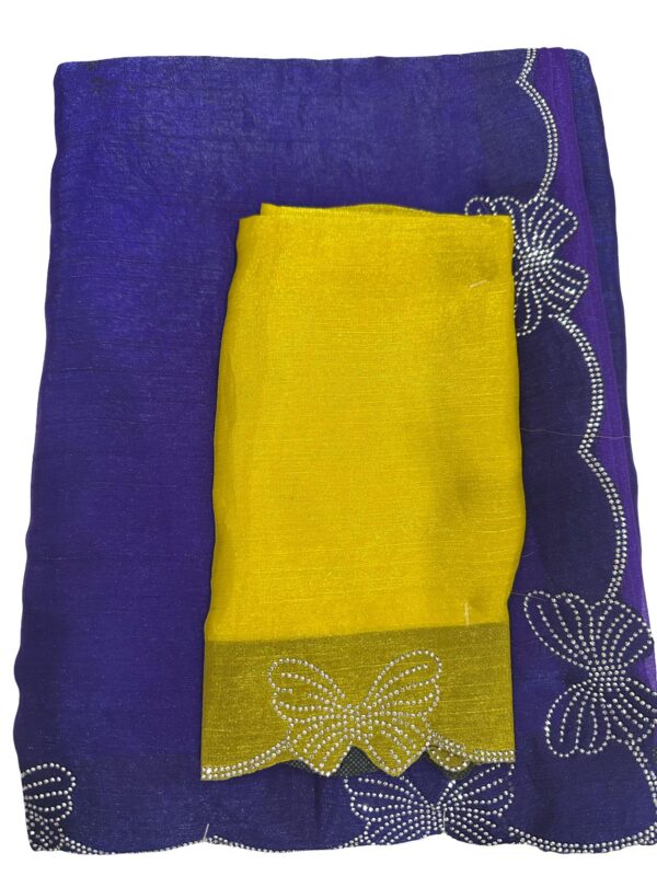 Space Silk Saree | Stone Bow Border, Party Wear with Unstitched Blouse - Image 3