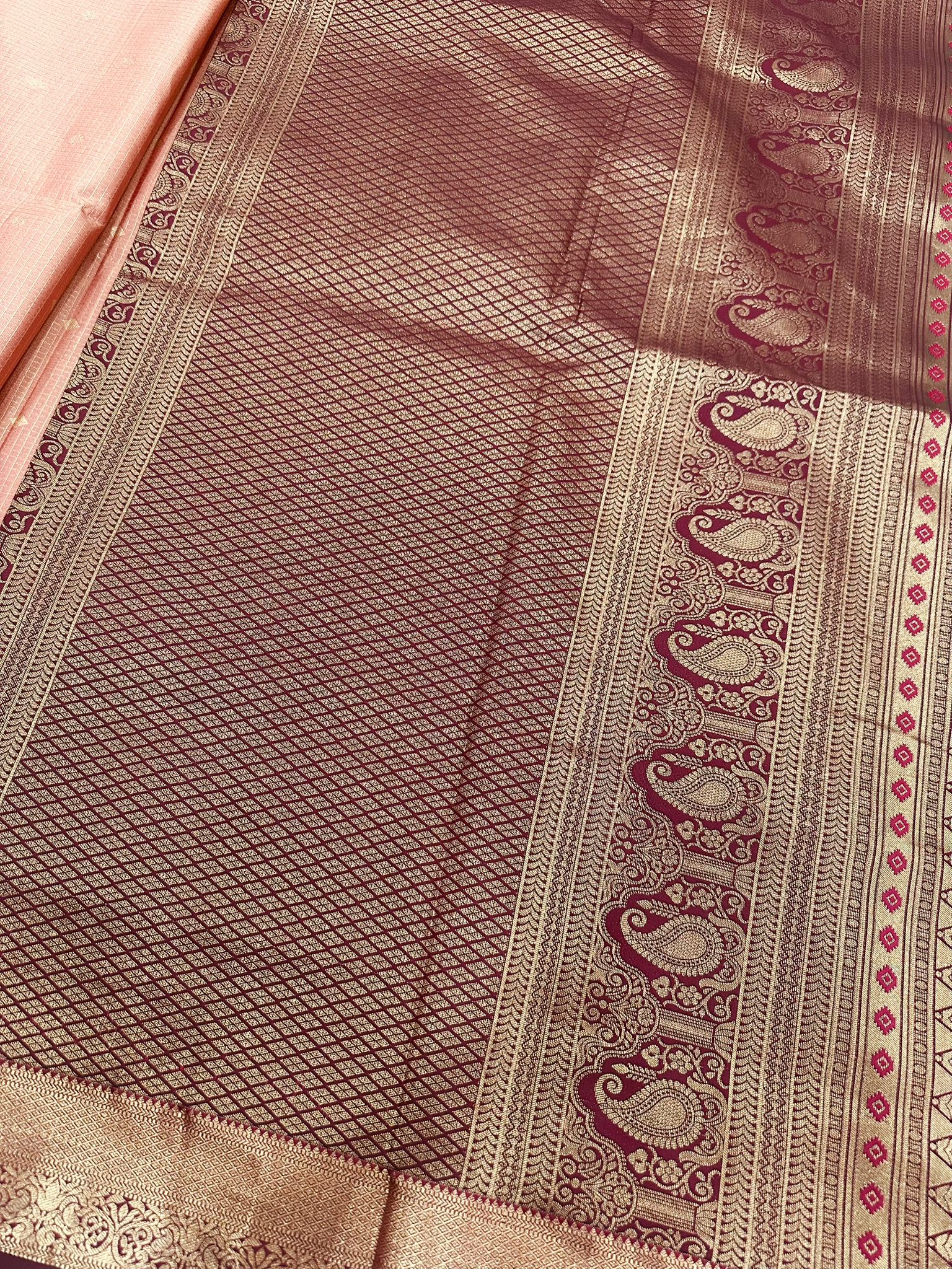 Premium kanchi silk with stitched blouse and falls done - Image 5
