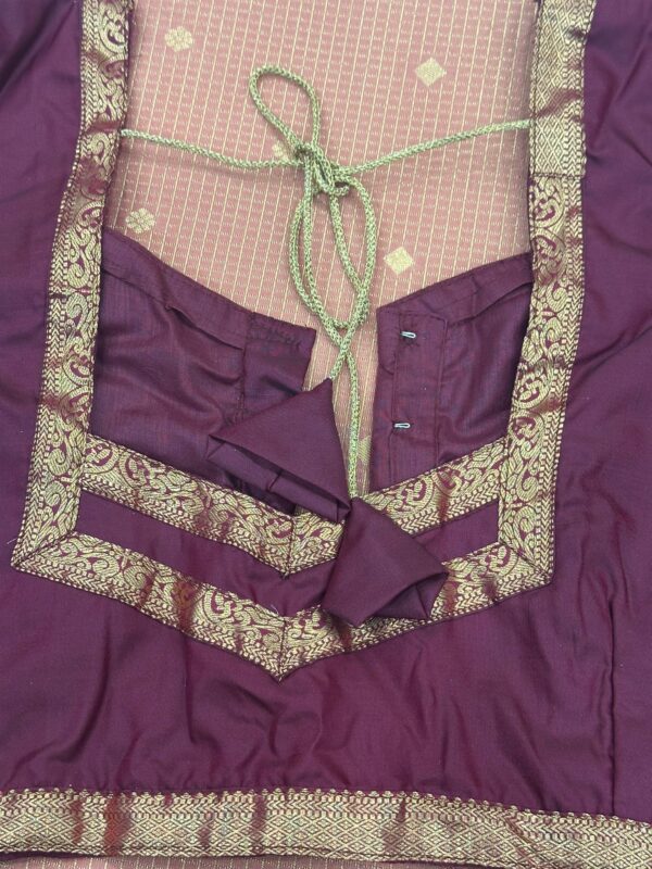 Premium kanchi silk with stitched blouse and falls done - Image 6