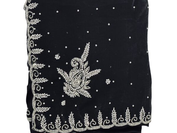 Black Space Silk Saree with Silver Embroidery, Designer Party Wear Saree, Premium Soft Silk Saree, Wedding & Festive Indian Saree - Image 2