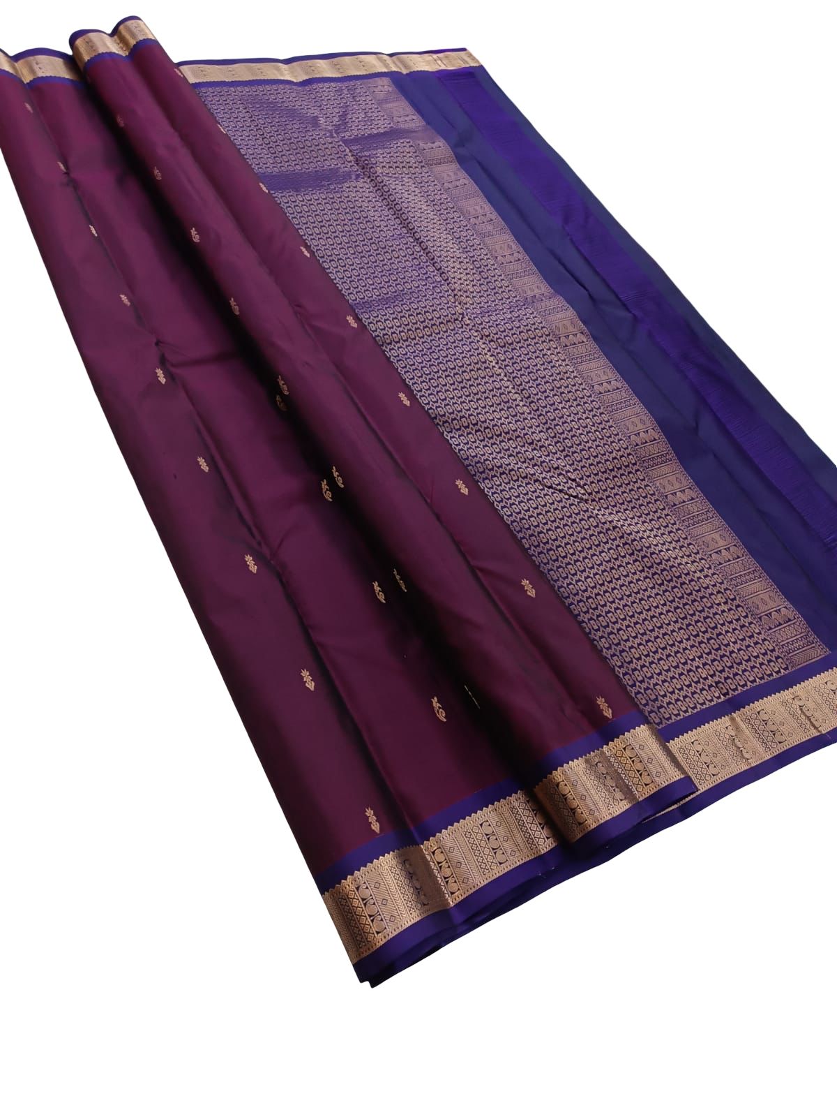 Pure Silkmark Kanjivaram Saree Handloom Silk Saree Purple Wine Bridal Saree Zari Border Traditional South Indian Wedding Saree - Image 2