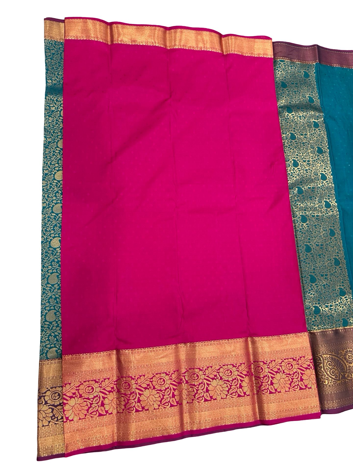 Pure Kanchipuram Silk Saree Peacock Green Pink Blouse Bridal Saree Traditional South Indian Wedding Silk Saree - Image 3