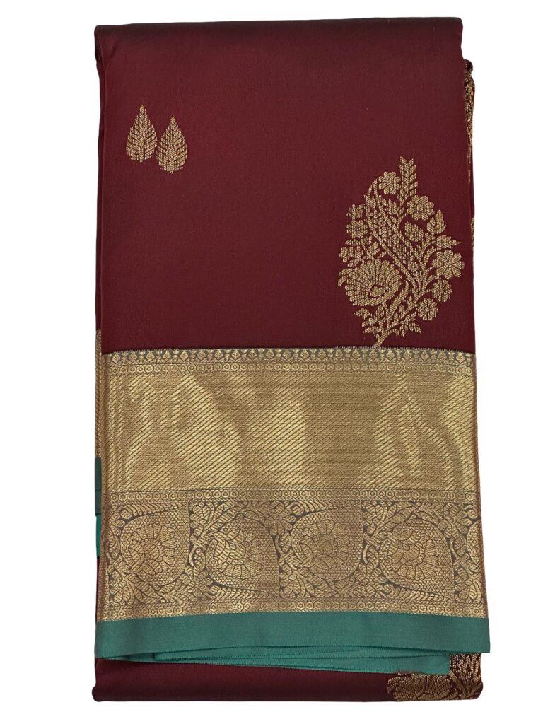 Premium Kanchipuram Silk Saree Burgundy Maroon Teal Gold Zari Wedding Saree Traditional South Indian Unstitched Blouse