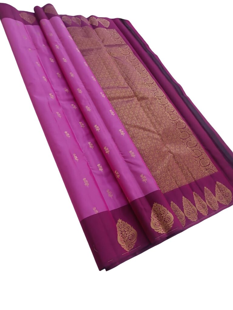 Pure Silk Kanjivaram Saree Silk Mark Certified Pink Magenta Bridal Saree Handloom Kanchipuram Zari Border Traditional Wedding Wear
