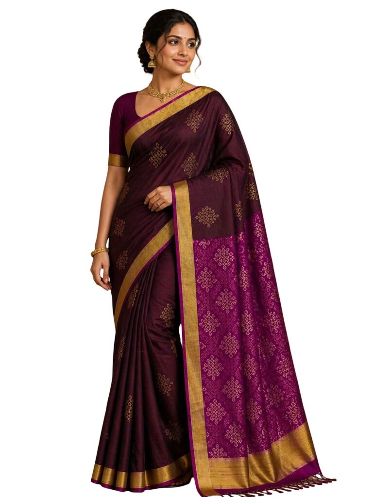 Pure Silk Kanjivaram Saree Silk Mark Certified Coffee Brown Gold Zari Butta Bridal Saree Handloom South Indian Wedding Saree