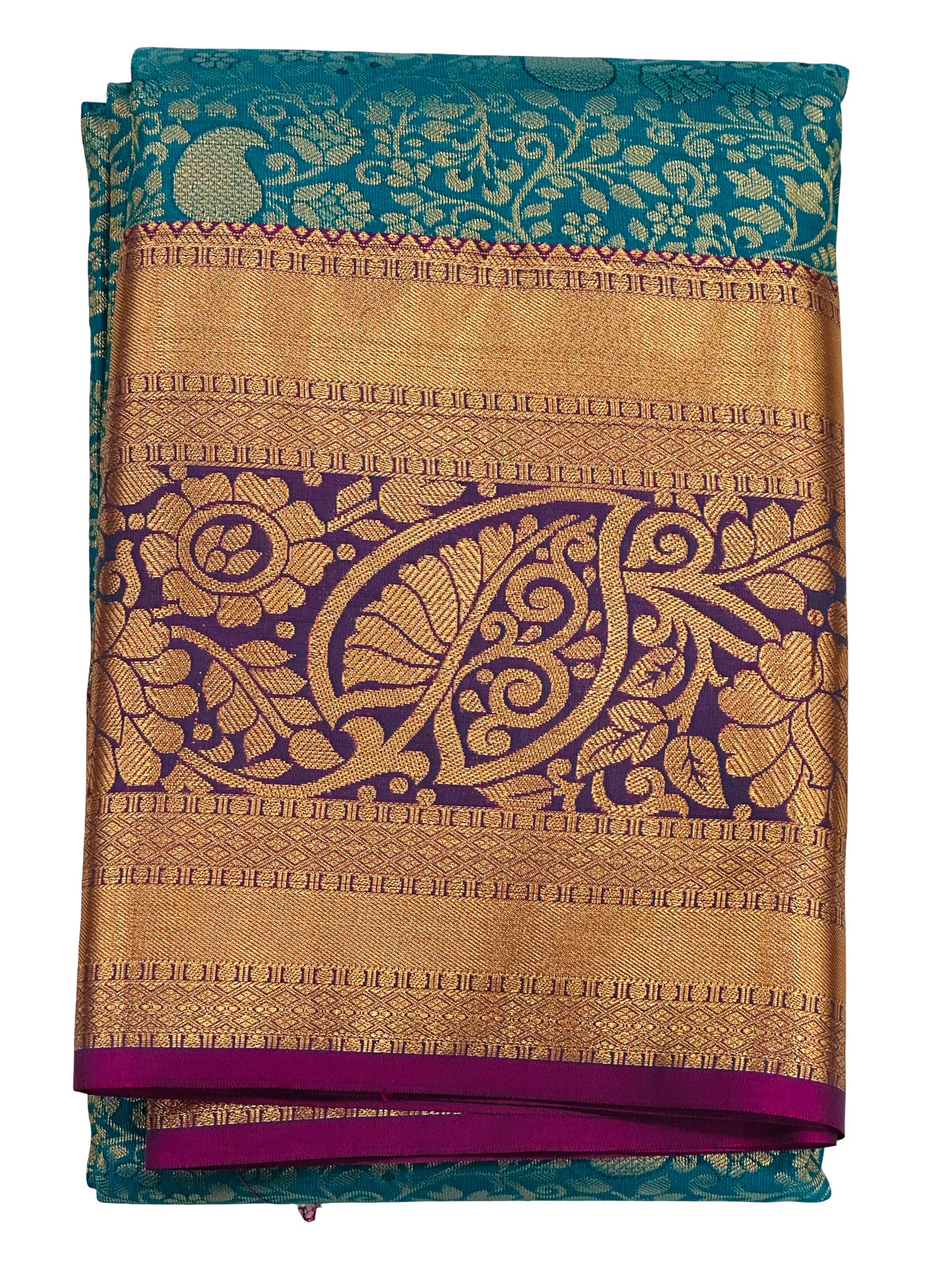 Pure Kanchipuram Silk Saree Peacock Green Pink Blouse Bridal Saree Traditional South Indian Wedding Silk Saree - Image 5