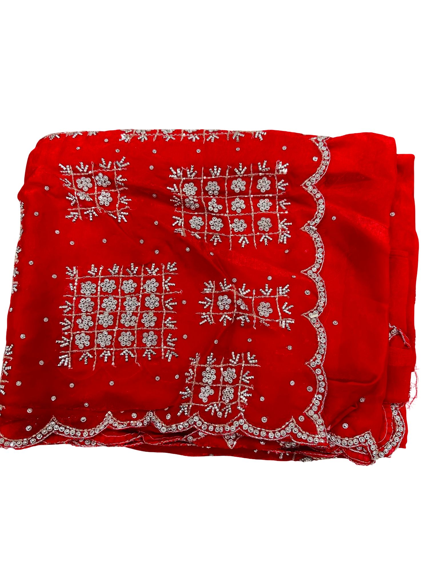 Red Premium Space Silk Saree with Silver Embroidery, Designer Party Wear Indian Saree, Wedding Festive Saree - Image 2