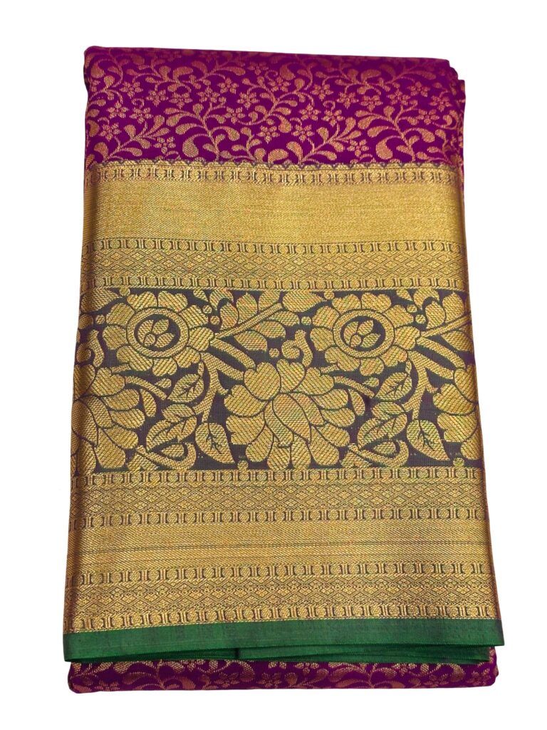 Pure Kanchipuram Silk Saree Deep Wine Green Bridal Saree Traditional South Indian Wedding Saree Zari Woven Pattu