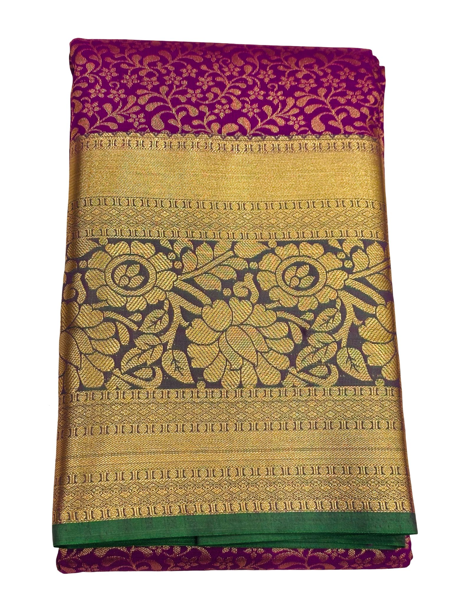 Pure Kanchipuram Silk Saree Deep Wine Green Bridal Saree Traditional South Indian Wedding Saree Zari Woven Pattu - Image 2