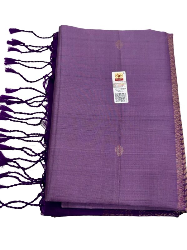 Pure Kanchipuram Silk Saree Silk Mark Certified Lavender Deep Purple Zari Border Traditional Bridal Saree