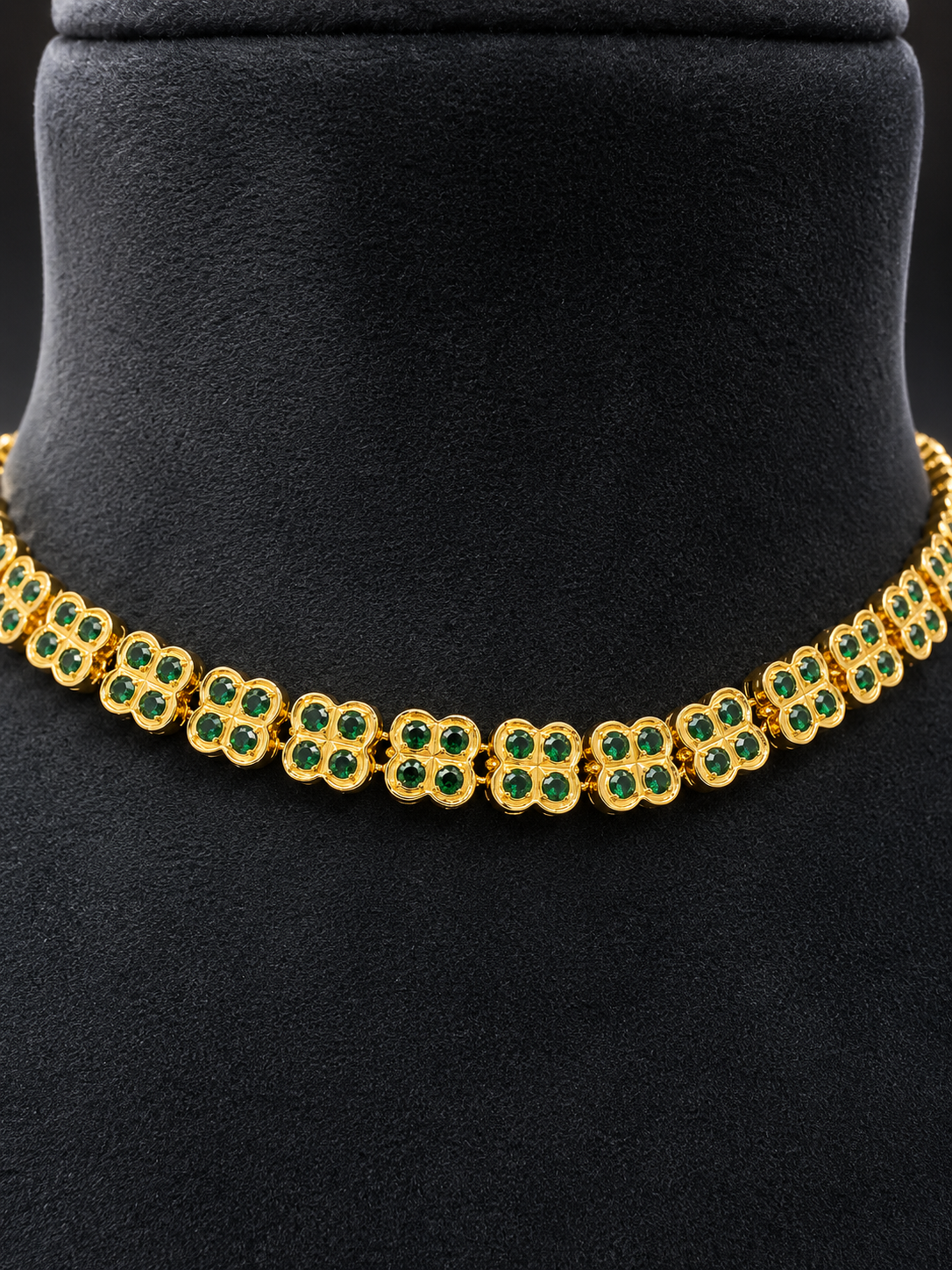 mpon Attigai Necklace Green Stone Choker Necklace South Indian Bridal Jewelry Gold Plated Temple Style Necklace Gift - Image 2