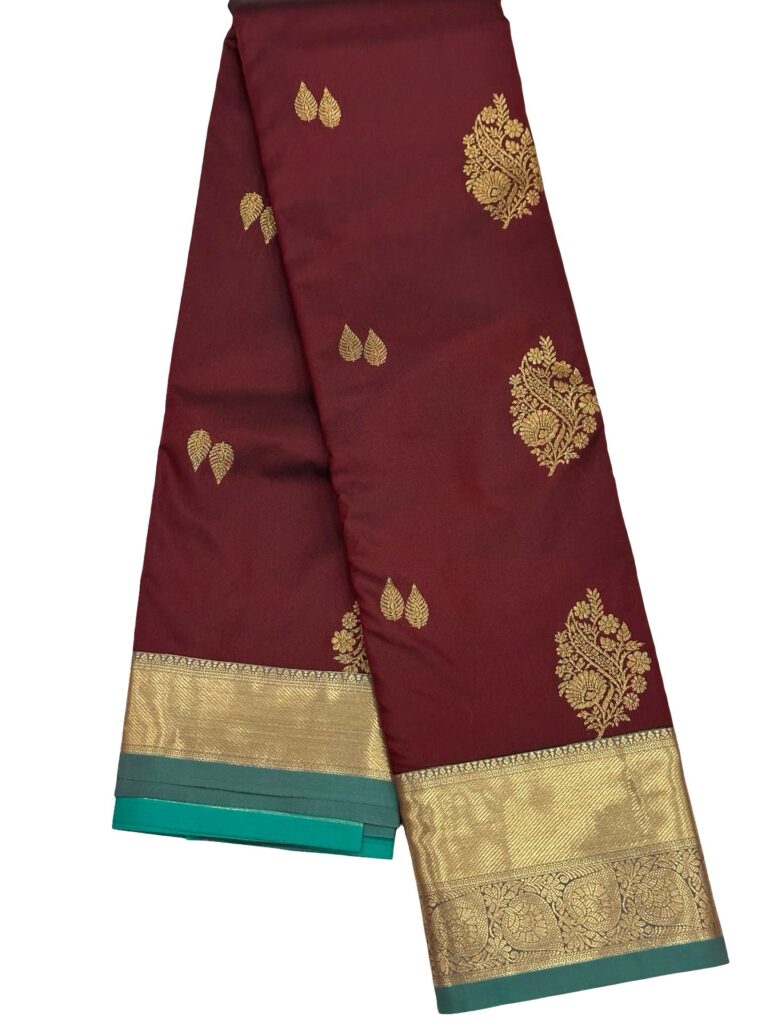 Premium Kanchipuram Silk Saree Burgundy Maroon Teal Gold Zari Wedding Saree Traditional South Indian Unstitched Blouse