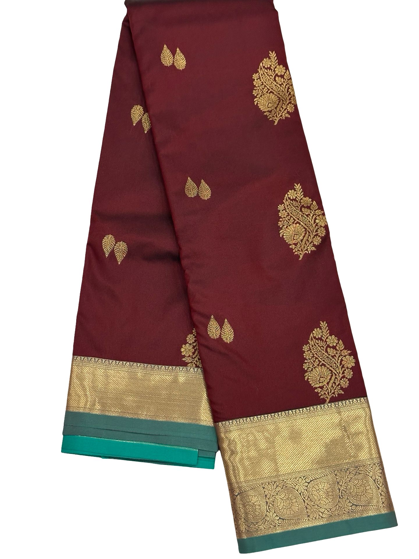 Premium Kanchipuram Silk Saree Burgundy Maroon Teal Gold Zari Wedding Saree Traditional South Indian Unstitched Blouse - Image 6