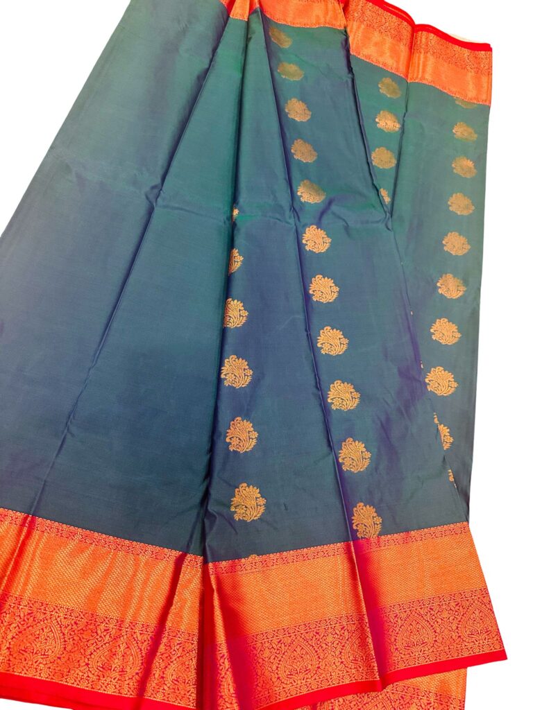 Pure Silk Kanjivaram Saree Silk Mark Certified Teal Blue Pink Zari Border Bridal South Indian Wedding Traditional Handloom Saree