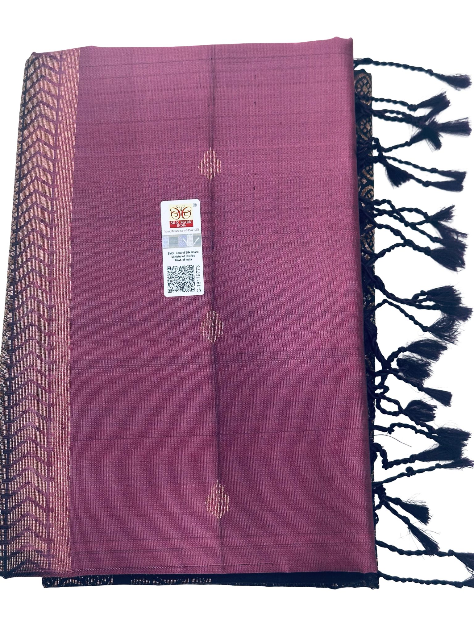 Pure Kanchipuram Silk Saree Onion Pink Coffee Brown Silk Mark Certified Traditional Bridal Saree Unstitched Blouse - Image 1