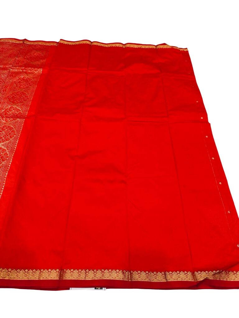 Premium Kanchipuram Silk Saree Red Bridal Banarasi Style Saree Traditional Indian Wedding Saree with Unstitched Blouse