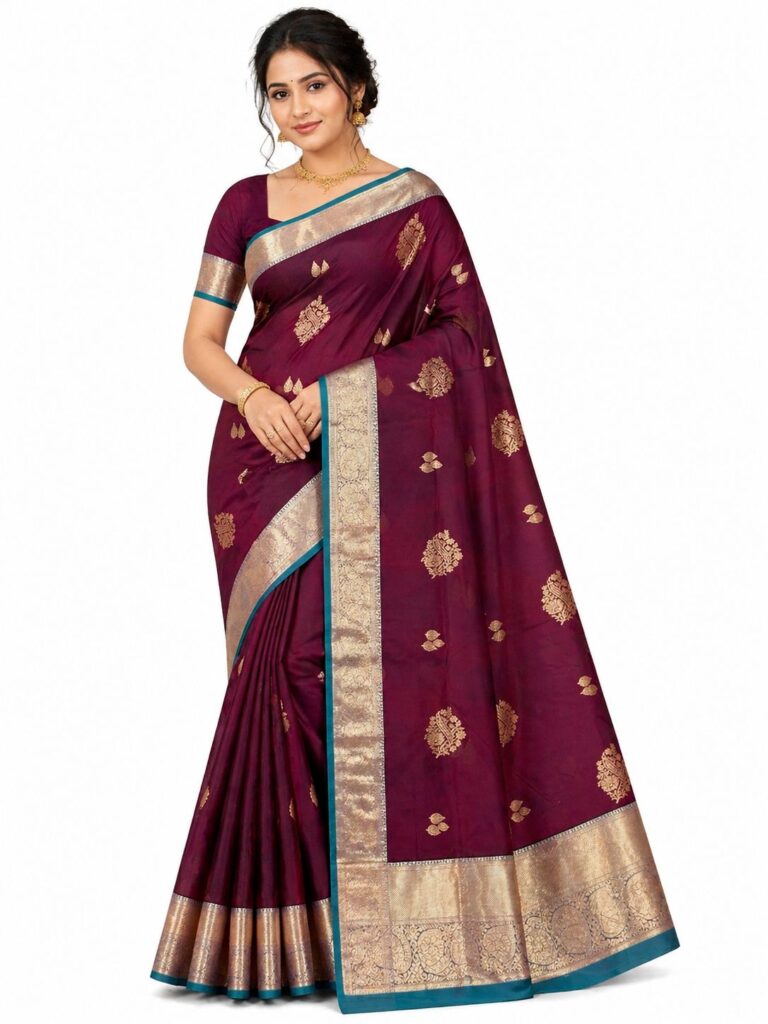 Premium Kanchipuram Silk Saree Burgundy Maroon Teal Gold Zari Wedding Saree Traditional South Indian Unstitched Blouse