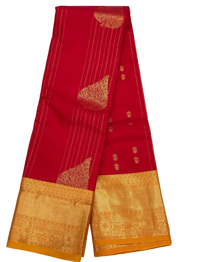 Premium Kanchipuram Silk Saree Red Gold Zari Traditional Wedding Saree South Indian Silk Saree Unstitched Blouse