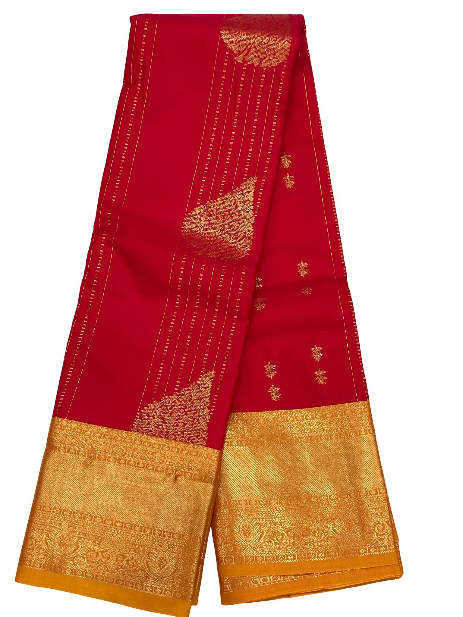 Premium Kanchipuram Silk Saree Red Gold Zari Traditional Wedding Saree South Indian Silk Saree Unstitched Blouse - Image 3