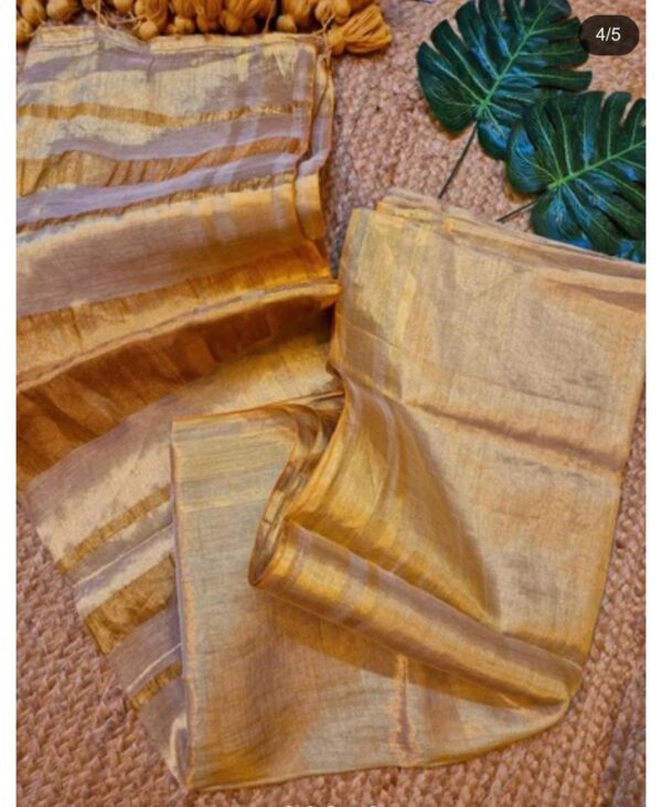 Kerala Cotton Saree Gold Tissue Kasavu Saree Traditional South Indian Saree Onam Wedding Saree with Blouse Piece - Image 2