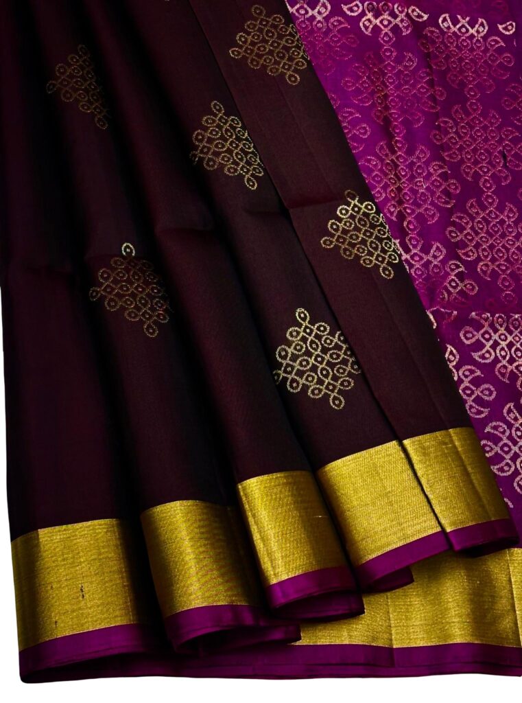 Pure Silk Kanjivaram Saree Silk Mark Certified Coffee Brown Gold Zari Butta Bridal Saree Handloom South Indian Wedding Saree