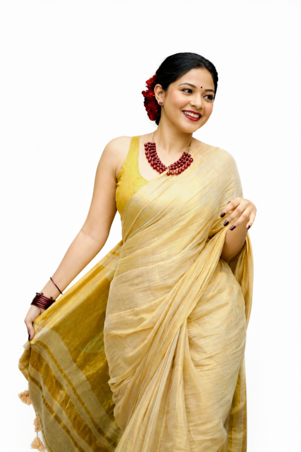 Kerala Cotton Saree Gold Tissue Kasavu Saree Traditional South Indian Saree Onam Wedding Saree with Blouse Piece - Image 1