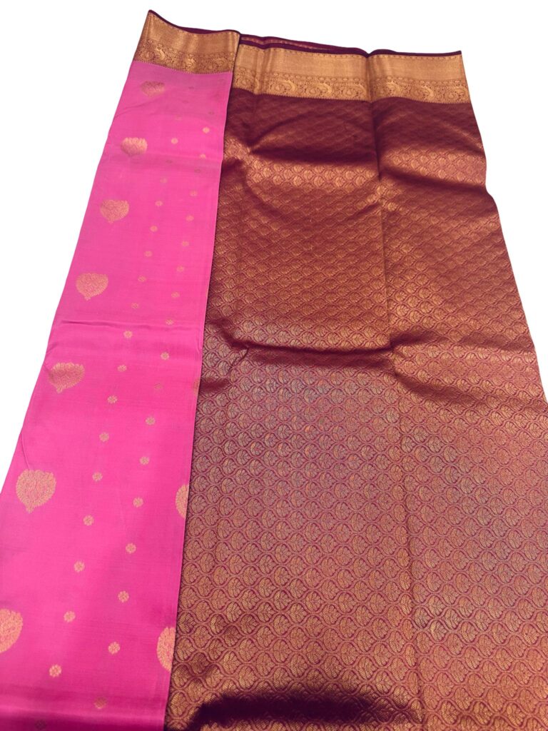 Pure Silk Kanjivaram Saree Silk Mark Certified Rose Pink Gold Zari Bridal Saree Handloom Kanchipuram Wedding Saree Rich Pallu