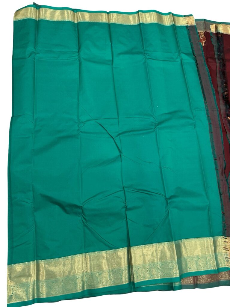 Premium Kanchipuram Silk Saree Burgundy Maroon Teal Gold Zari Wedding Saree Traditional South Indian Unstitched Blouse
