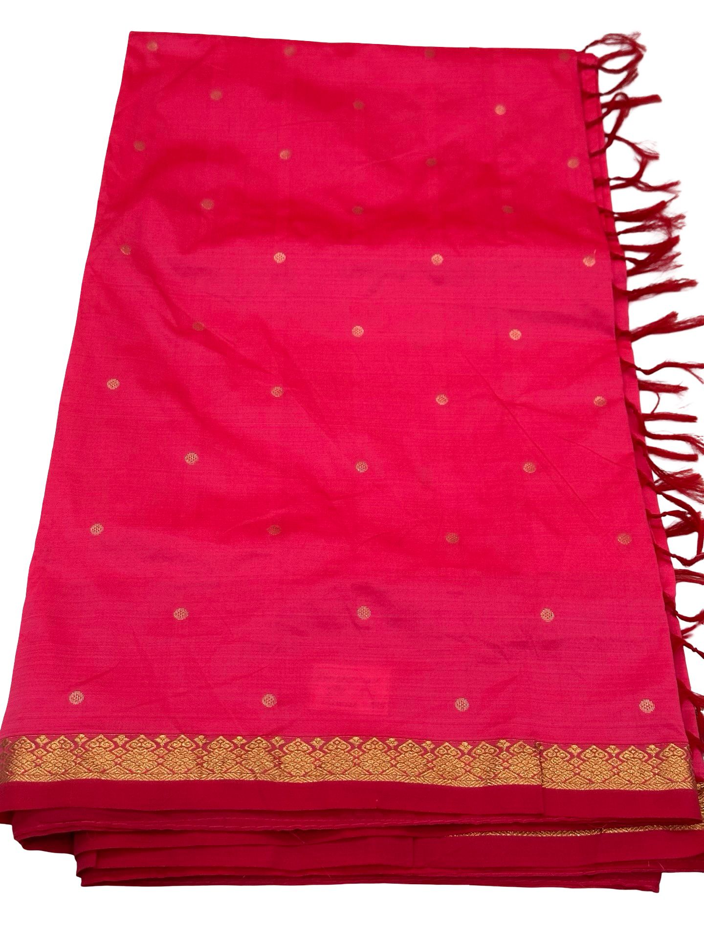 Premium Kanchipuram Silk Saree Pink Gold Zari Border Stitched Blouse Traditional Indian Wedding Saree With Falls - Image 2