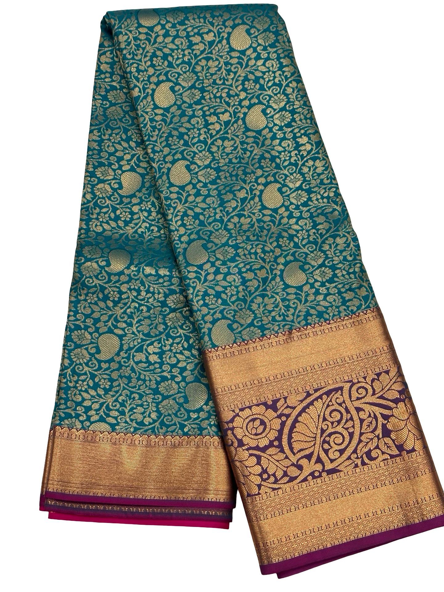 Pure Kanchipuram Silk Saree Peacock Green Pink Blouse Bridal Saree Traditional South Indian Wedding Silk Saree - Image 2