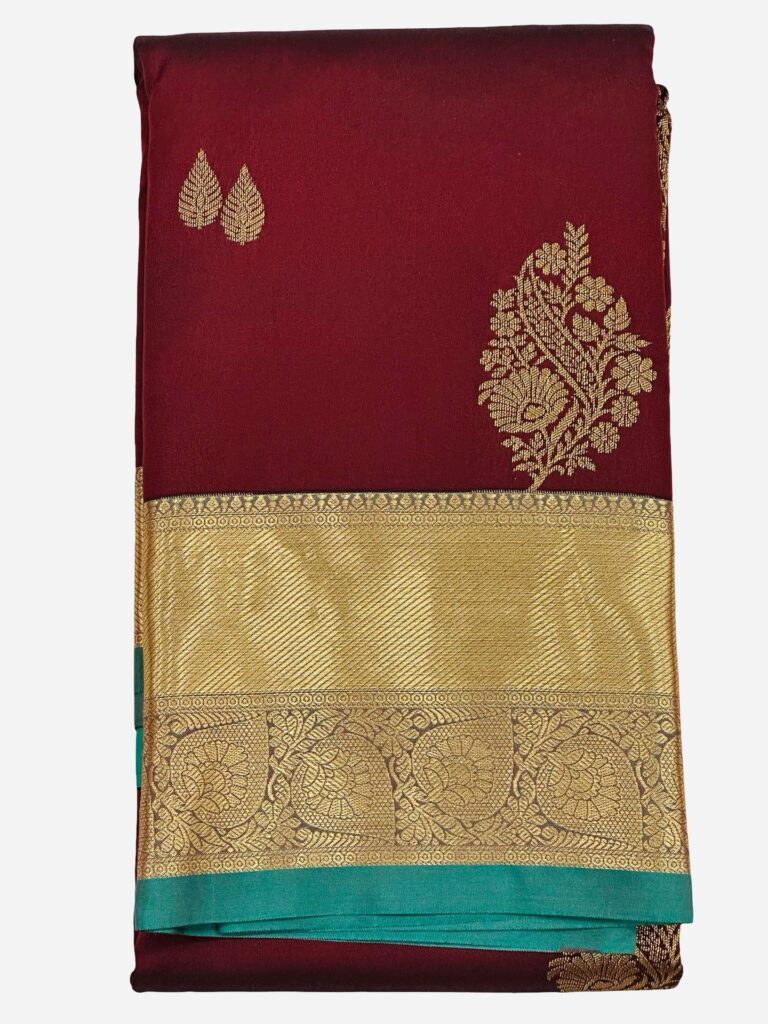 Kanchipuram Silk Saree Maroon Teal Blue Wedding Saree Gold Zari Woven South Indian Bridal Saree for Women
