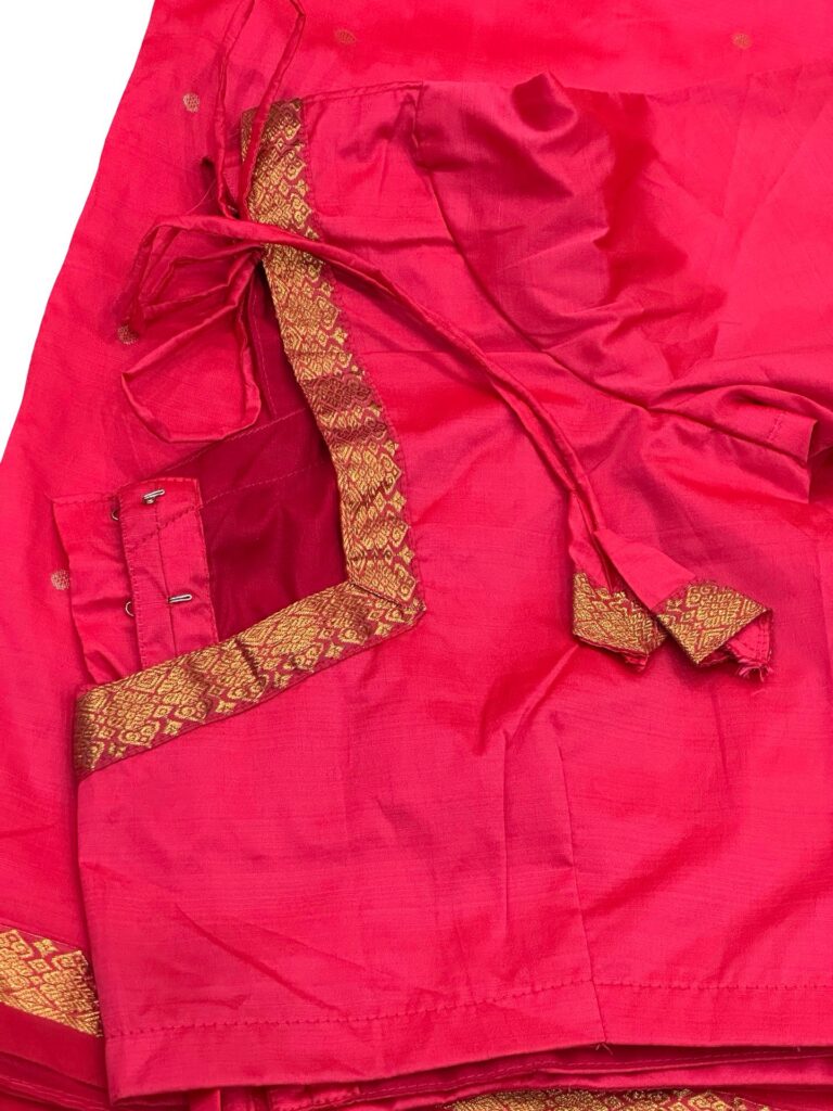 Premium Kanchipuram Silk Saree Pink Gold Zari Border Stitched Blouse Traditional Indian Wedding Saree With Falls