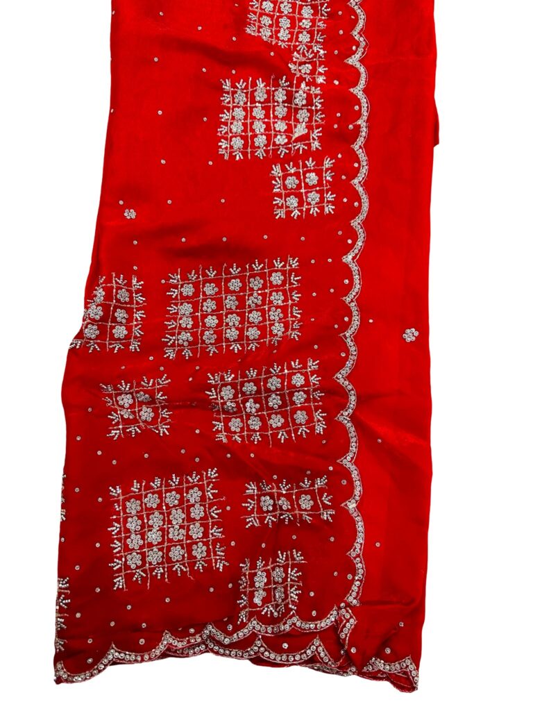 Red Premium Space Silk Saree with Silver Embroidery, Designer Party Wear Indian Saree, Wedding Festive Saree
