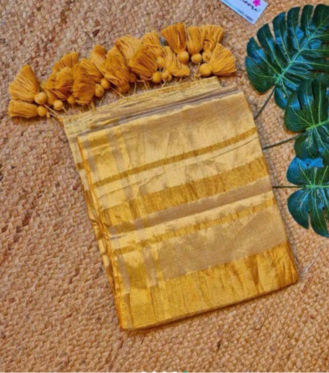 Kerala Cotton Saree Gold Tissue Kasavu Saree Traditional South Indian Saree Onam Wedding Saree with Blouse Piece - Image 3