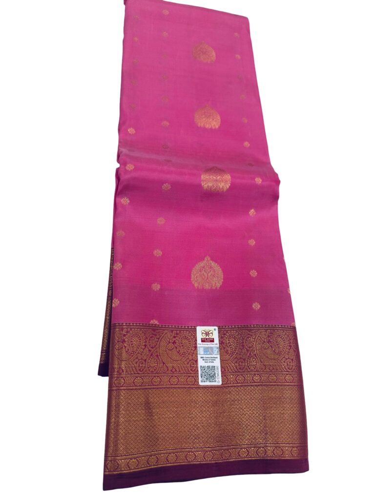 Pure Silk Kanjivaram Saree Silk Mark Certified Rose Pink Gold Zari Bridal Saree Handloom Kanchipuram Wedding Saree Rich Pallu