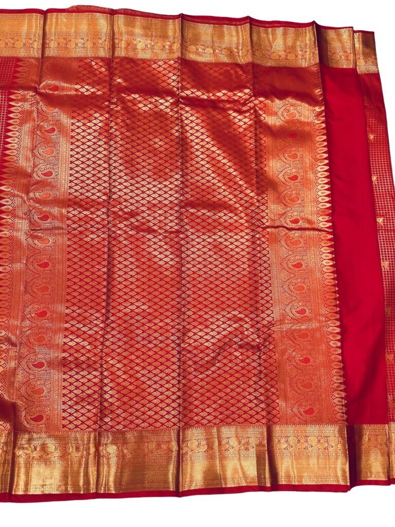 Premium Kanchipuram Silk Saree Red Gold Zari Traditional Bridal Saree South Indian Wedding Saree Unstitched Blouse