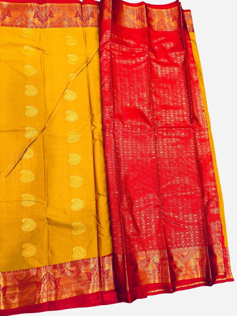 Mustard Yellow Pink Kanjivaram Silk Saree, South Indian Wedding Saree, Traditional Zari Saree, Festive Saree