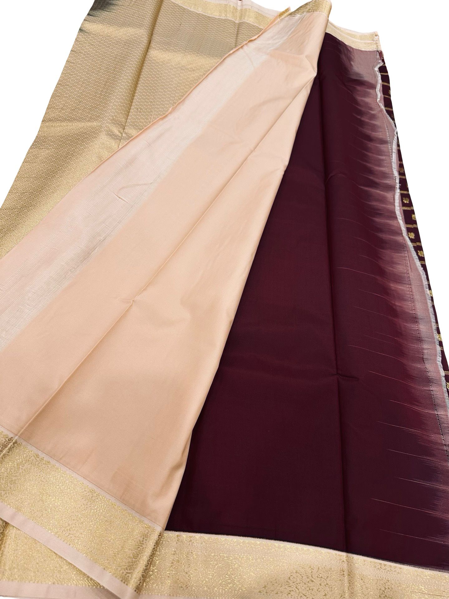 Kanchipuram Semi Silk Saree Maroon Gold Zari Border Traditional South Indian Saree Wedding Saree Unstitched Blouse - Image 3