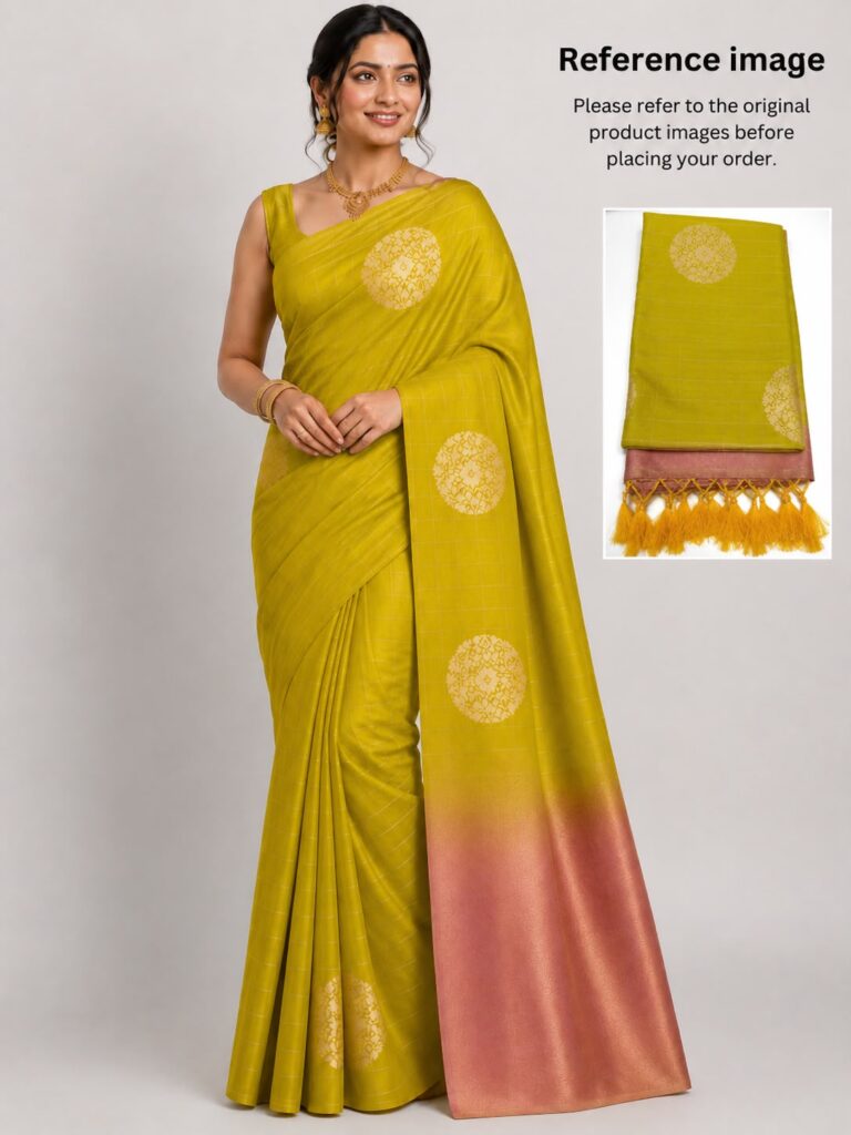 Lime Green Semi Silk Saree with Stitched Blouse, Pink Zari Pallu, Indian Wedding Saree, Ready Blouse, Festive Saree