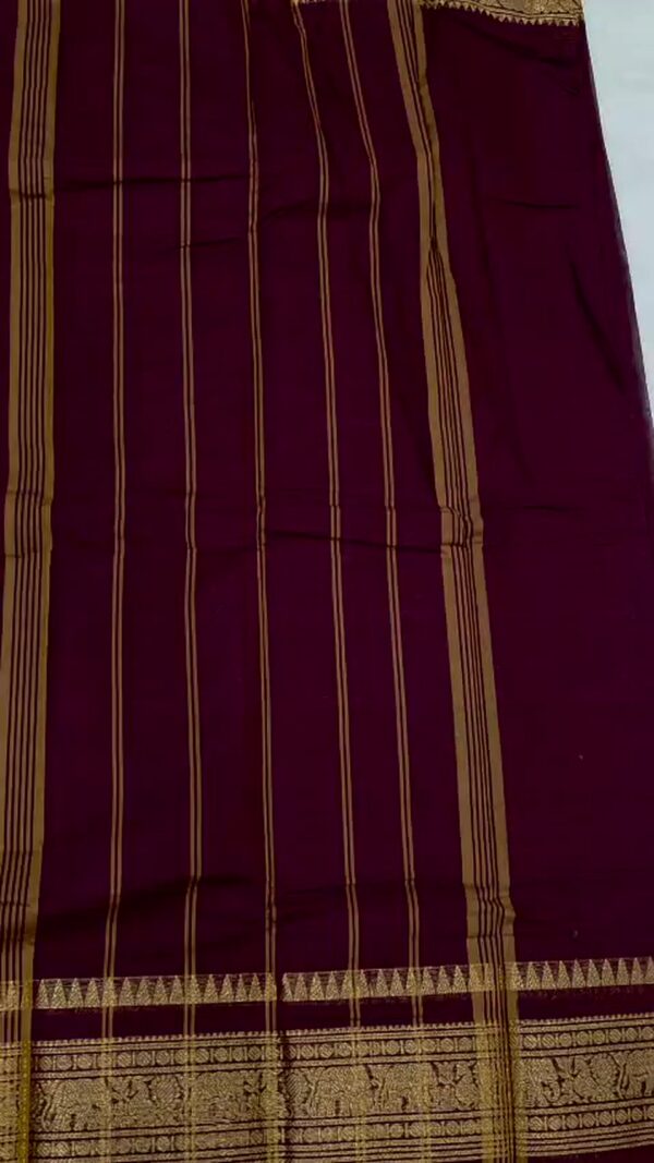 Kanchi Cotton Saree 120 Thread Count Gold Zari Border 5 Color Options - Image 9