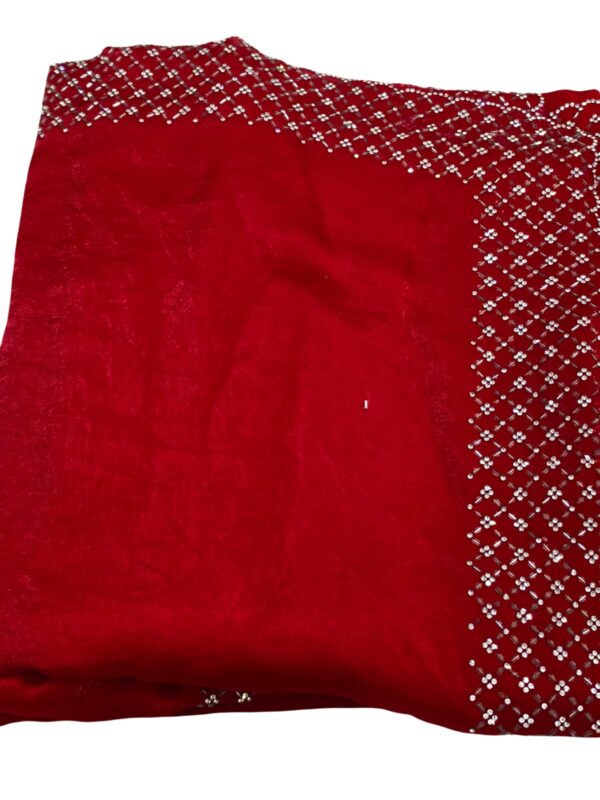 Fendy Designer Stone Silk Saree Women Indian Party Wedding Saree 6 Colors - Image 7