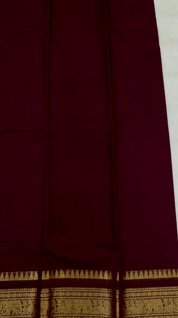 Kanchi Cotton Saree 120 Thread Count Gold Zari Border 5 Color Options