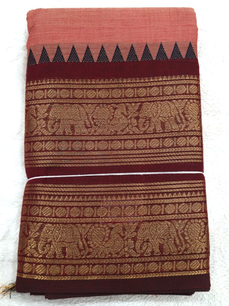 Kanchi Cotton Saree 120 Thread Count Gold Zari Border 5 Color Options
