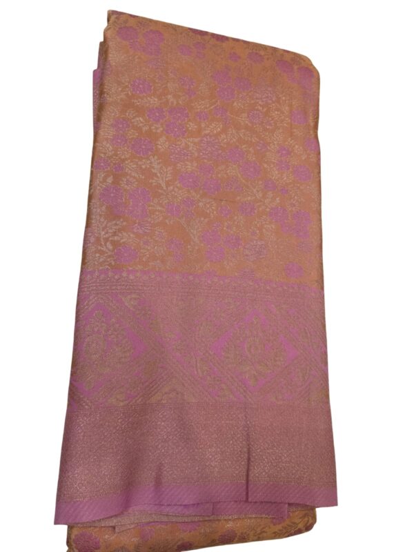 Soft Silk Saree with Floral Zari Design and Blouse – 4 Colours - Image 4
