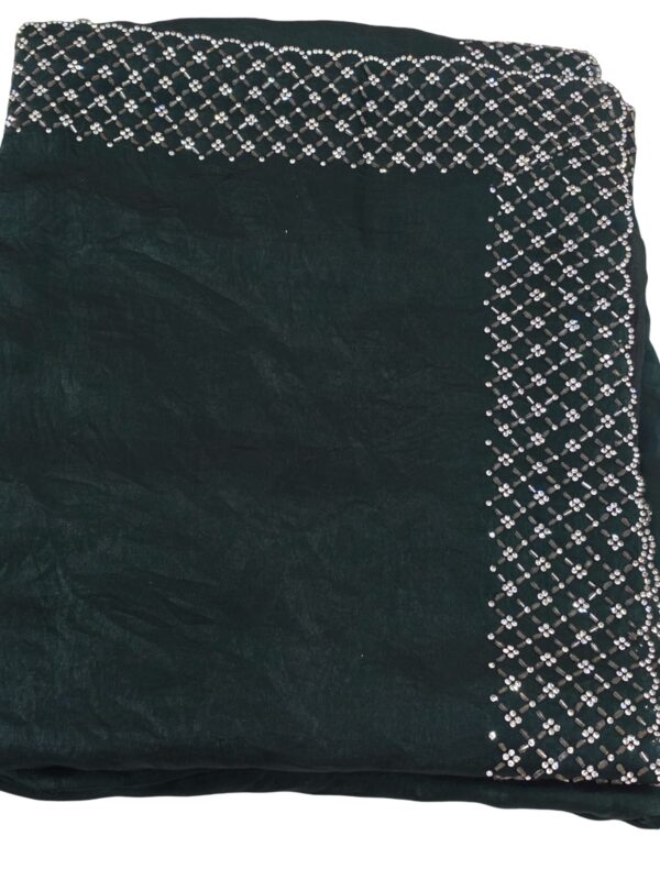 Fendy Designer Stone Silk Saree Women Indian Party Wedding Saree 6 Colors - Image 9
